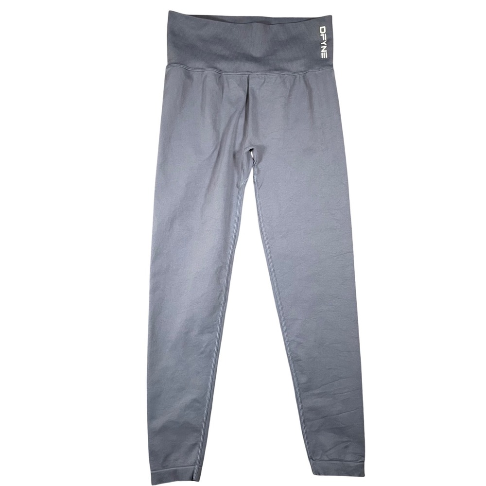DFYNE Dynamic Seamless High Waisted Scrunch Butt Leggings Small Slate Blue Gray